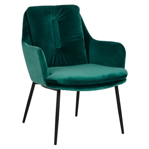 Fotel GRANT LOUNGE zielony - welur, podstawa czarno-złota