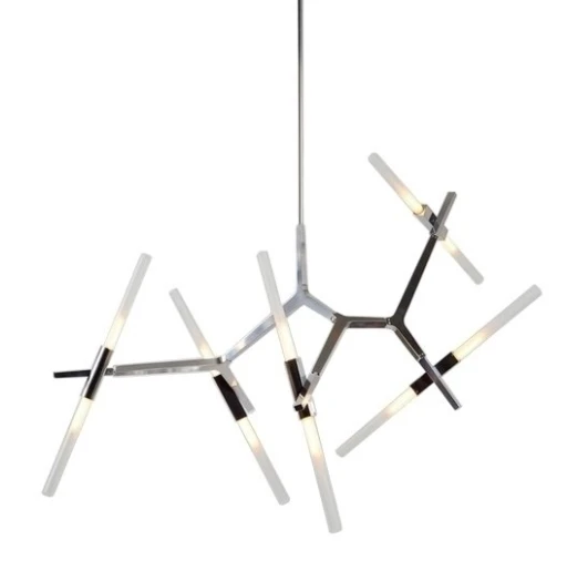 Lampa wisząca CANDELABR PREMIUM 10  srebrna - aluminium, szkło