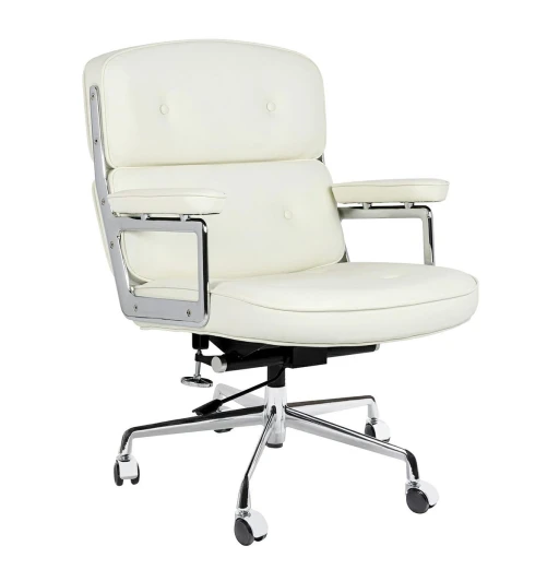 Fotel biurowy ICON PRESTIGE PLUS biały - włoska skóra naturalna, aluminium