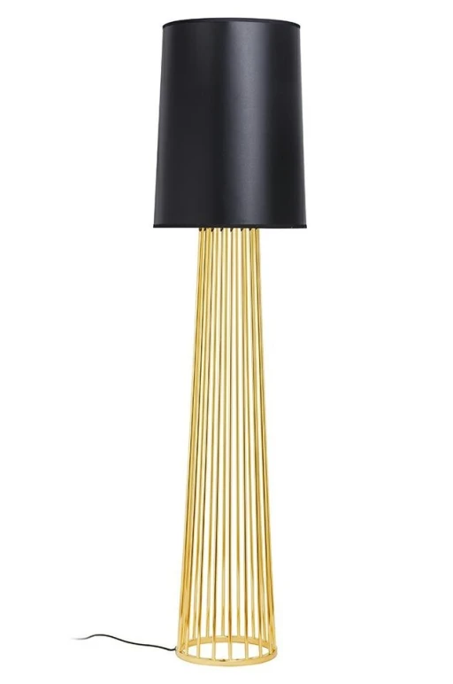 Lampa podłogowa HOLMES STRAIGHT złota z czarnym kloszem -  metal